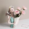 Modern Decorative Artificial Flower Vase Butterfly Girl Sculptures Interior Home Resin Ornaments Household Decoration Vases Hot - Pink A