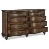 Traditional Dresser of 8 Drawers Classic Brown Oak Finish 1pc Wooden Formal Bedroom Furniture Decorative Drawer Pulls - as Pic