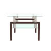 Rectangle Walnut Glass Coffee Table;  Clear Coffee Table;  Modern Side Center Tables for Living Room;   Living Room Furniture - Walnut