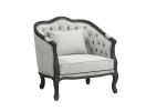 ACME Samael Chair w/Pillow, Gray Linen & Dark Brown Finish LV01129 - as Pic