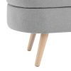 Ottoman Oval Storage Bench,Rubber Wood Legs - Grey