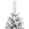 Slim Artificial Christmas Tree with Flocked Snow Green 7 ft PVC - Green