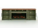 Bridgevine Home Vineyard 97 inch Fireplace TV Stand Console for TVs up to 100 inches, Minimal Assembly, Sage Green and Fruitwood Finish - as Pic