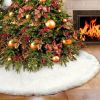 White Christmas Tree Skirt Base Faux Fur Xmas Floor Mat Ornaments Decoration - 78cm