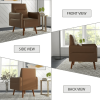 Accent Chair Modern PU Leather, Cozy Reading Armchair, Wood Legs-Wood Grain, for Adult - as Pic