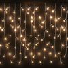 LED Curtain Icicle Lights 393.7" 400 LED Warm White 8 Function - White