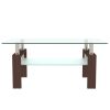 Rectangle Walnut Glass Coffee Table;  Clear Coffee Table;  Modern Side Center Tables for Living Room;   Living Room Furniture - Walnut