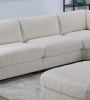 Living Room Furniture Armless Chair Beige Wide-Welt Corduroy 1pc Armless Chair Soft Cushion Wood Legs - as Pic