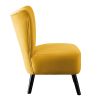 Unique Style Accent Chair Yellow Velvet Covering Button-Tufted Back Brown Finish Wood Legs Modern Home Furniture - as Pic