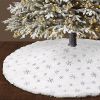 Christmas Tree Skirt, Jacquard Cashmere Snow Flake Xmas Holiday Decoration Ornament - White 2 - 90cm