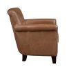 Traditional Brown Leather Accent Chair 1pc Solid Wood Frame Top-Grain Leather Nailhead Trim Classic Modern Living Room Furniture - as Pic