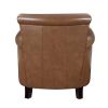 Traditional Brown Leather Accent Chair 1pc Solid Wood Frame Top-Grain Leather Nailhead Trim Classic Modern Living Room Furniture - as Pic