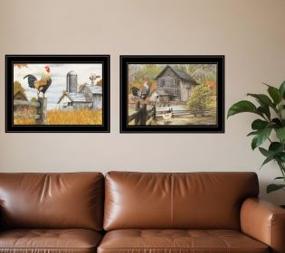 Set Of Two Down on the Farm 2 Black Framed Print Wall Art