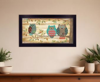 Three Wise Owls 1 Black Framed Print Wall Art