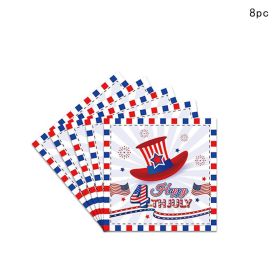 American Independence Day Hat Balloon National Flag Disposable Tableware Set Happy 4th Of July USA National Day Party Decor (Color: 8pcs napkin)