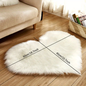 1pc Heart-Shaped Faux Sheepskin Area Rug - Soft and Plush Carpet for Home, Bedroom, Nursery, and Kid's Room - Perfect for Home Decor and Comfort (Color: White, size: 15.75*19.69inch)