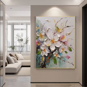 Hand Painted Oil Painting Abstract Original Flower Oil Painting On Canvas Large Wall Art Original White Floral Painting Floral Custom Painting Living (STYLE: 1, size: 150x220cm)