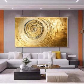 Hand Painted Oil Painting Original Gold Texture Oil Painting on Canvas Large Wall Art Abstract Minimalist Painting Golden Decor Custom Painting Living (STYLE: 1, size: 150x220cm)