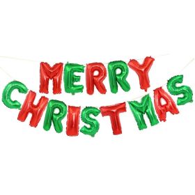 christmas decorations 16 "merry christmas letter aluminum film balloon set (Color: red&green)