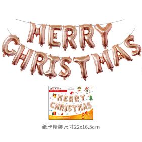 christmas decorations 16 "merry christmas letter aluminum film balloon set (Color: rose gold)