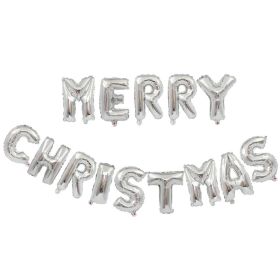 christmas decorations 16 "merry christmas letter aluminum film balloon set (Color: Silver)