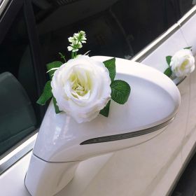 White/Red Rose Artificial Flower Wedding Car Decor Kit Bridal Car Decorations Romantic Fake Rose Ribbons Silk Flower Door Handle (Color: 9pcs A flowers, Ships From: CN)