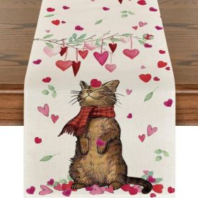 Table Decor Valentine's Day Table Runner Linen Printed Tablecloth (Color: Style 4, size: 33x183 cm)