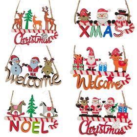 1PCs Creative Christmas Pendant Wooden Hanging Ornaments Welcome Noel Decor New Year Xmas Tree Drop Decorations Gift Accessories (Color: 6#)