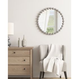 Beaded Round Wall Mirror 27"D (Color: as pic)