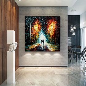 Hand Painted Oil Painting Original Romantic Cityscape Oil Painting On Canvas Large Wall Art Abstract Colorful Forest Painting Custom Tree Painting Bed (STYLE: 1, size: 60x60cm)